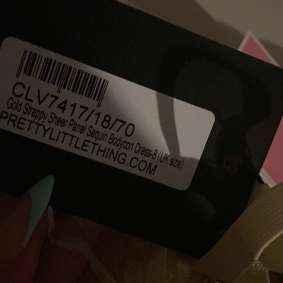 ✨PrettyLittleThing ✨ White & Gold Strappy Sheer Sequin Bodycon Dress 💛 UK 8/US6 - Picture 15 of 15